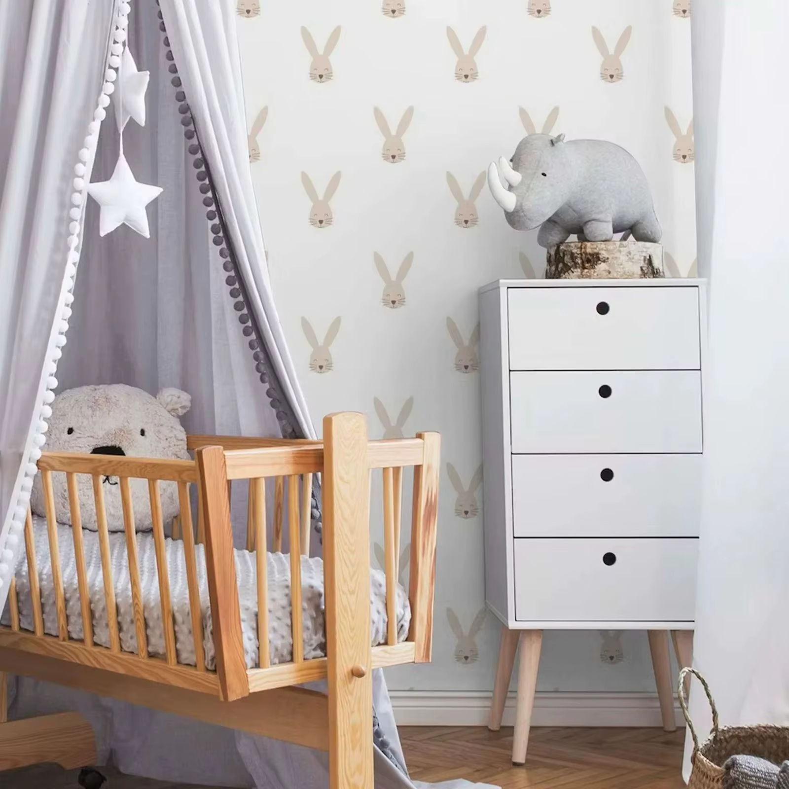 Happy Bunny-Papier Peint Beige Auto-Adhésif