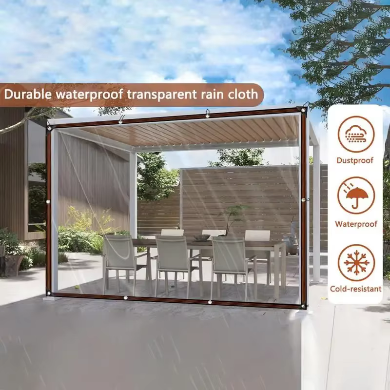 Film PVC Transparent Imperméable à la Pluie pour Terrasse Extérieure TarLII