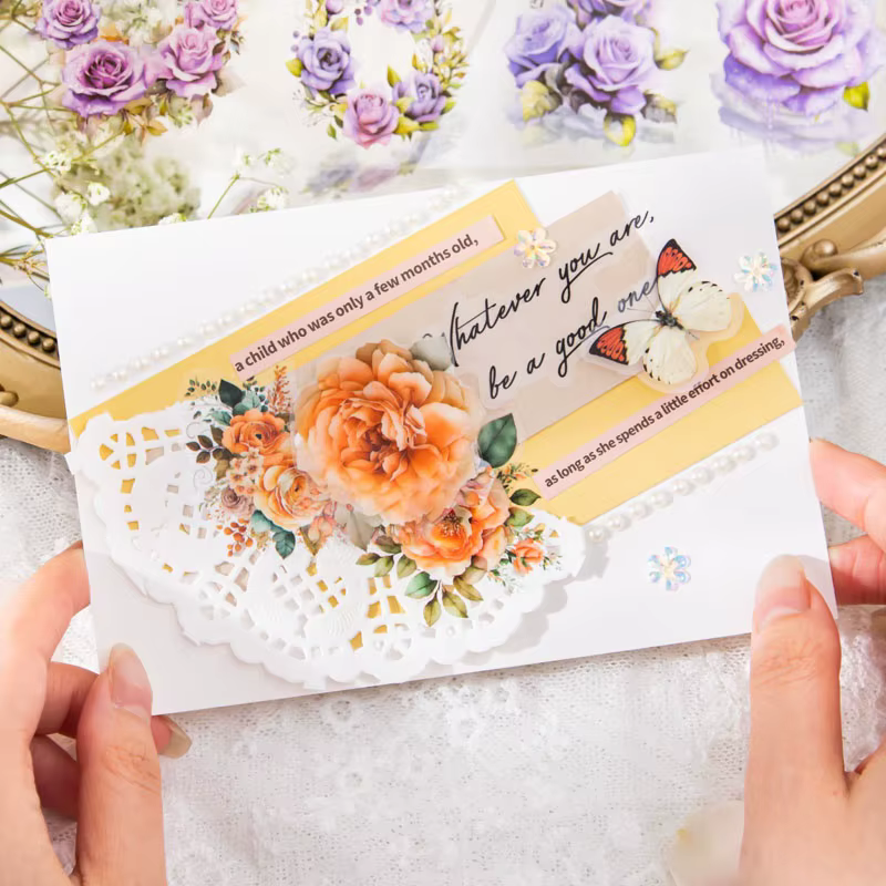 8 rouleaux/pack - Ensemble de rubans floraux - Ruban floral