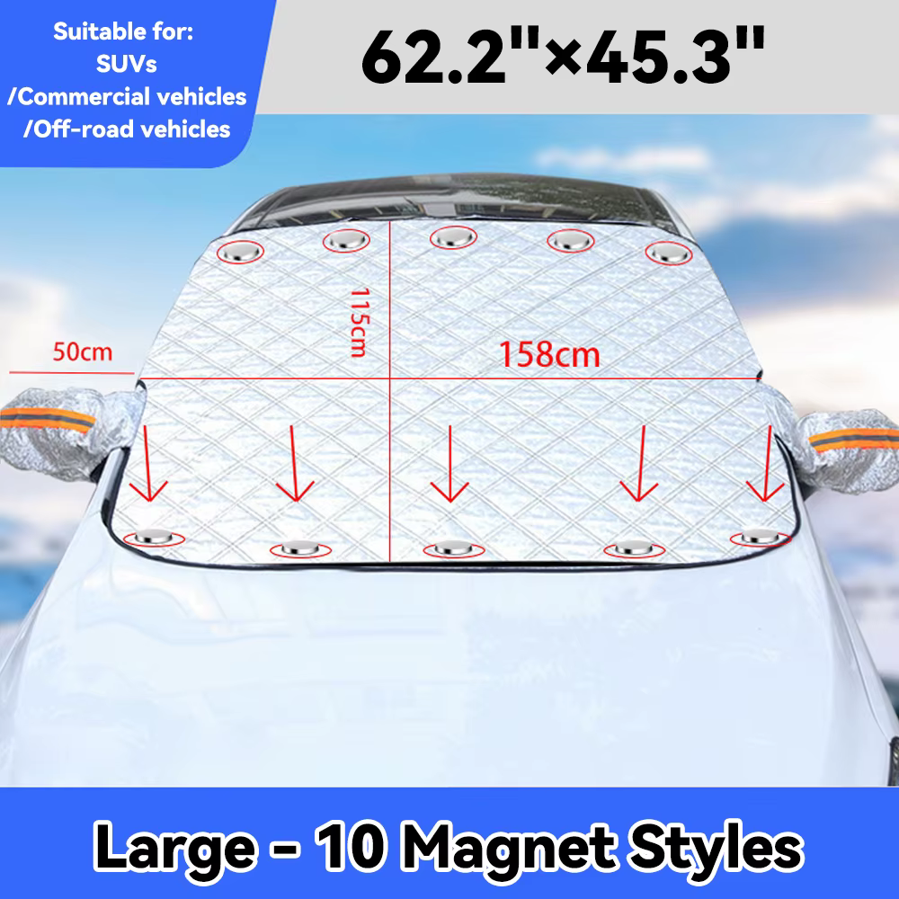 Couverture de pare-brise de voiture toutes saisons, protection solaire épaisse, protection contre la neige, protection anti-UV, protection contre le gel pour berline et SUV, imperméable, résistante à