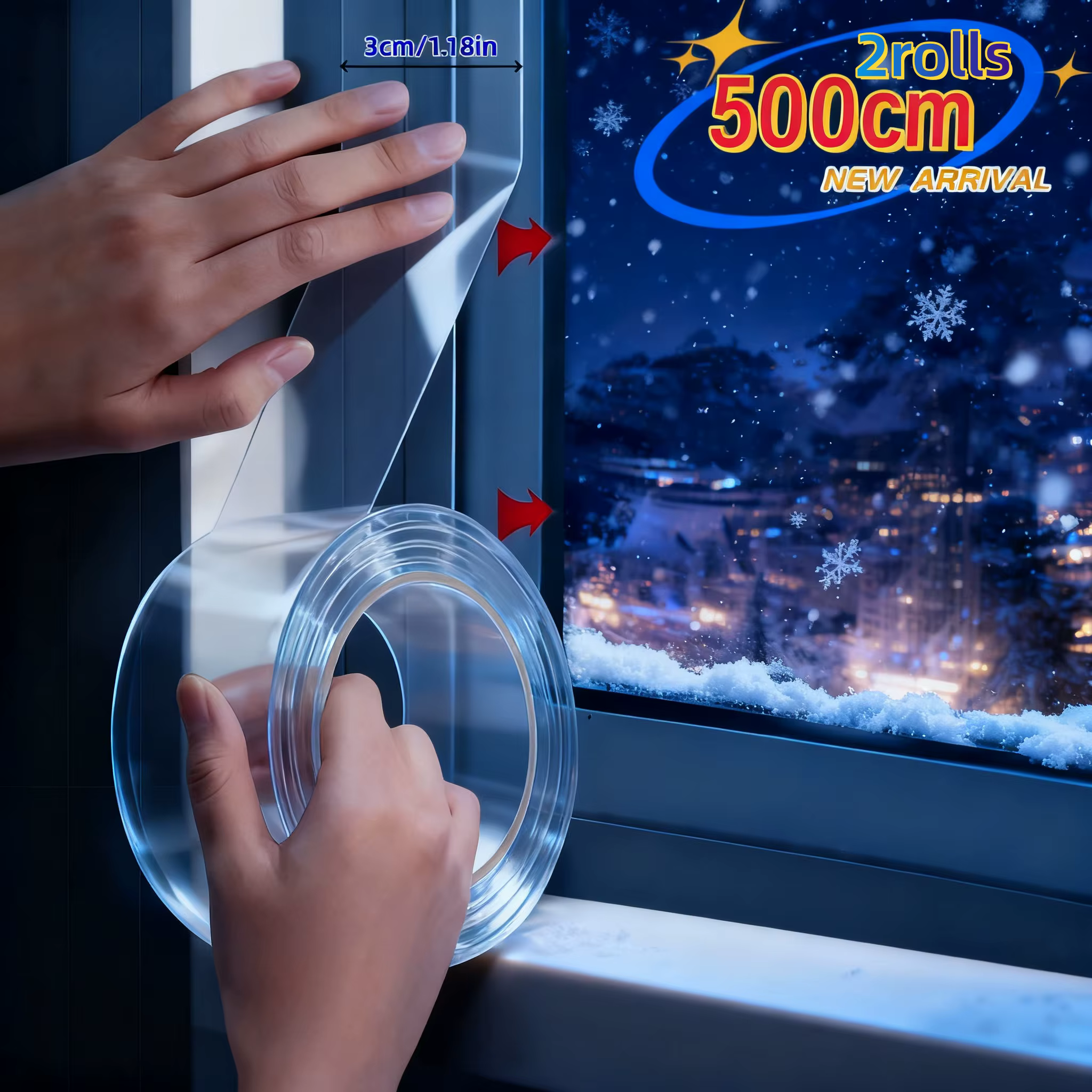 2 rouleaux de ruban adhésif Invisible d'étanchéité coupe-vent d'hiver de 500Cm