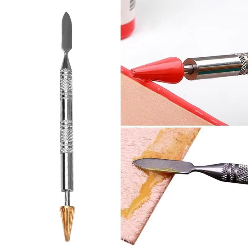 Bord du cuir Double tête colle en laiton rouleau de peinture collage à l'huile stylo de colorant bâton outil