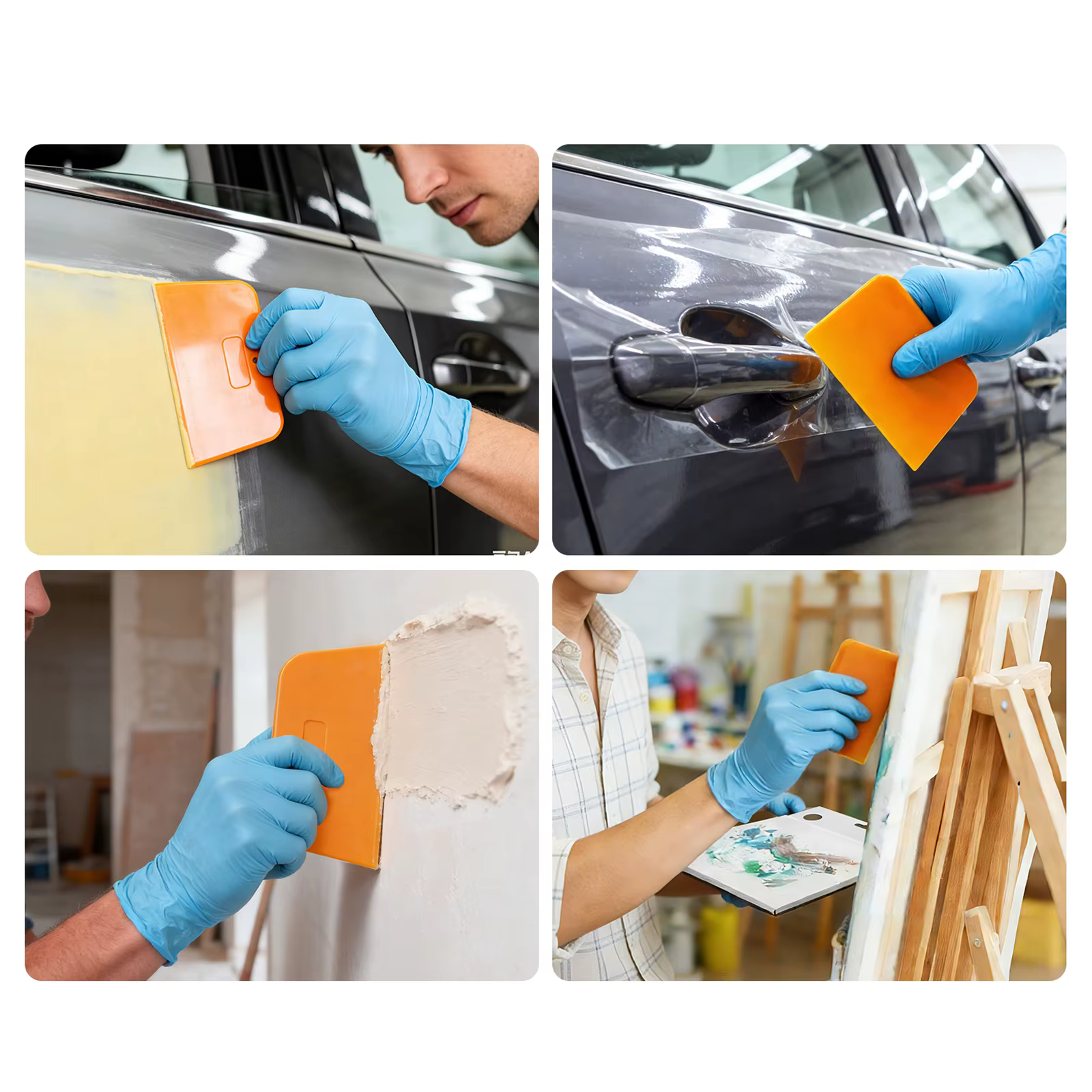 Spatules en plastique de 4/5/6 pouces avec papiers de ponçage mixtes pour l'application de mastic et de glaçage sur carrosserie automobile