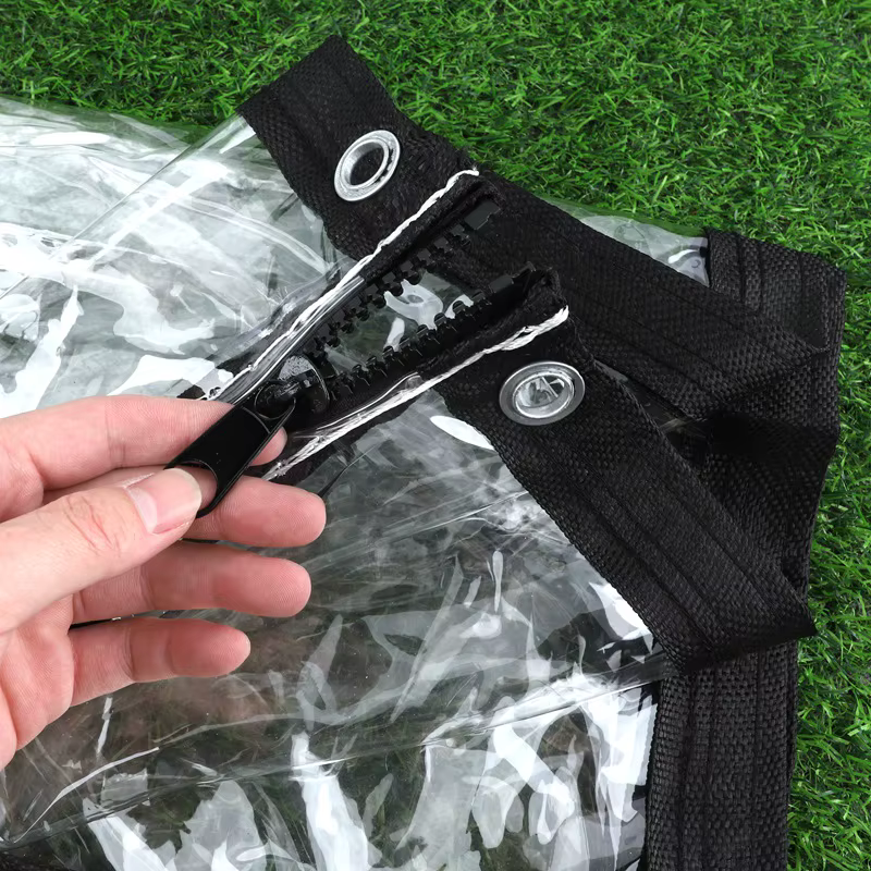 Bâche transparente personnalisée à fermeture éclair
