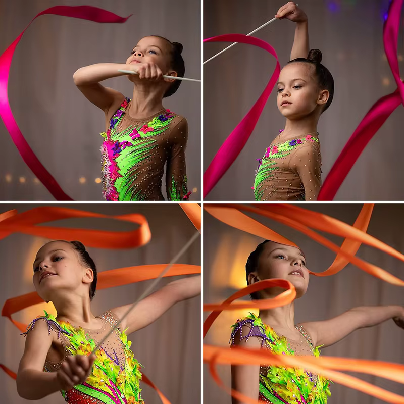 12 pièces rubans de danse rythmique ruban de gymnastique banderoles de danse bâton virevoltant pour danse artistique gymnastique enfants spectacle de talents