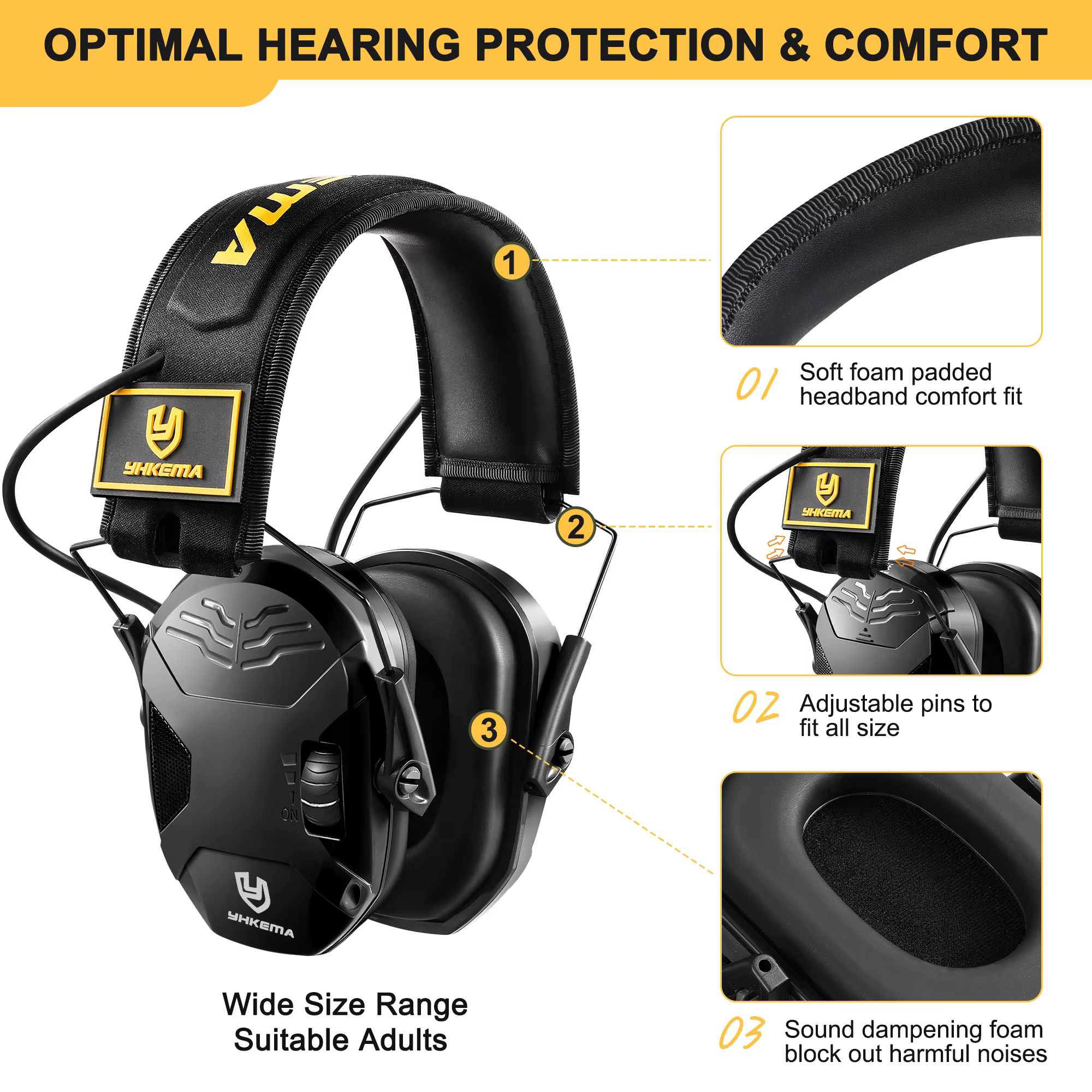 YHKEMA casque de tir Portable pour la Protection auditive Protection auditive réduction du bruit casque antibruit tactique de chasse actif