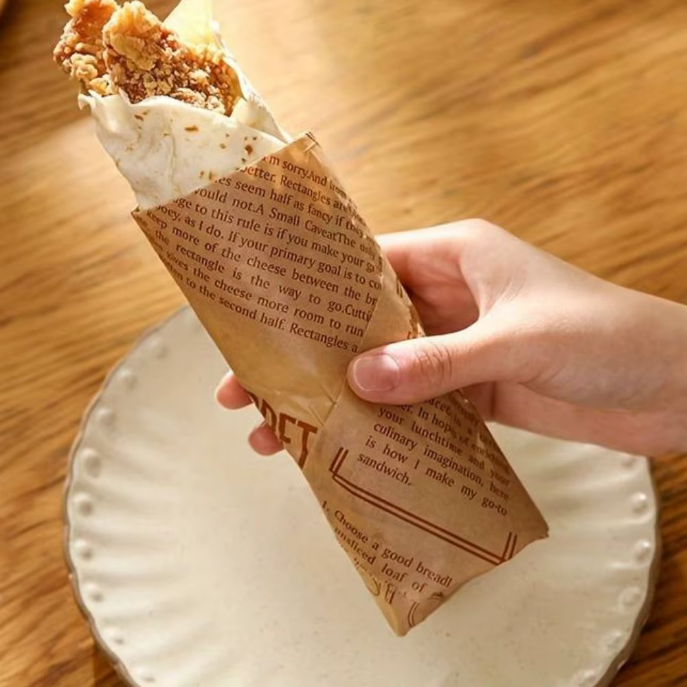 Papier parchemin antiadhésif résistant à la graisse, 1 rouleau de 5 mètres, papier ciré imperméable pour emballage alimentaire, frites