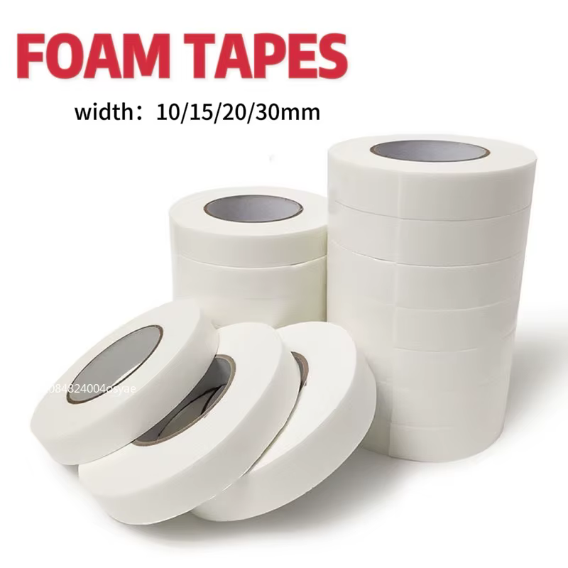 Rubans adhésifs en mousse Double face en éponge blanche, pour montage du tampon de fixation, collant de 10mm à 30mm de largeur, ruban adhésif Super résistant à deux côtés