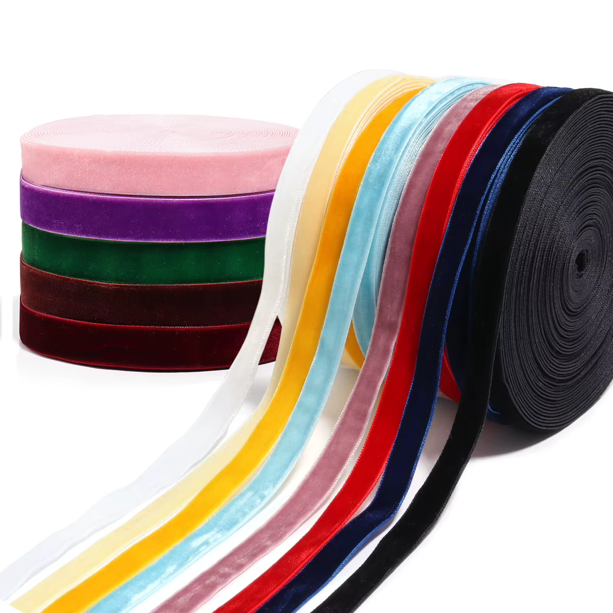 Rouleau de rubans en velours de couleur