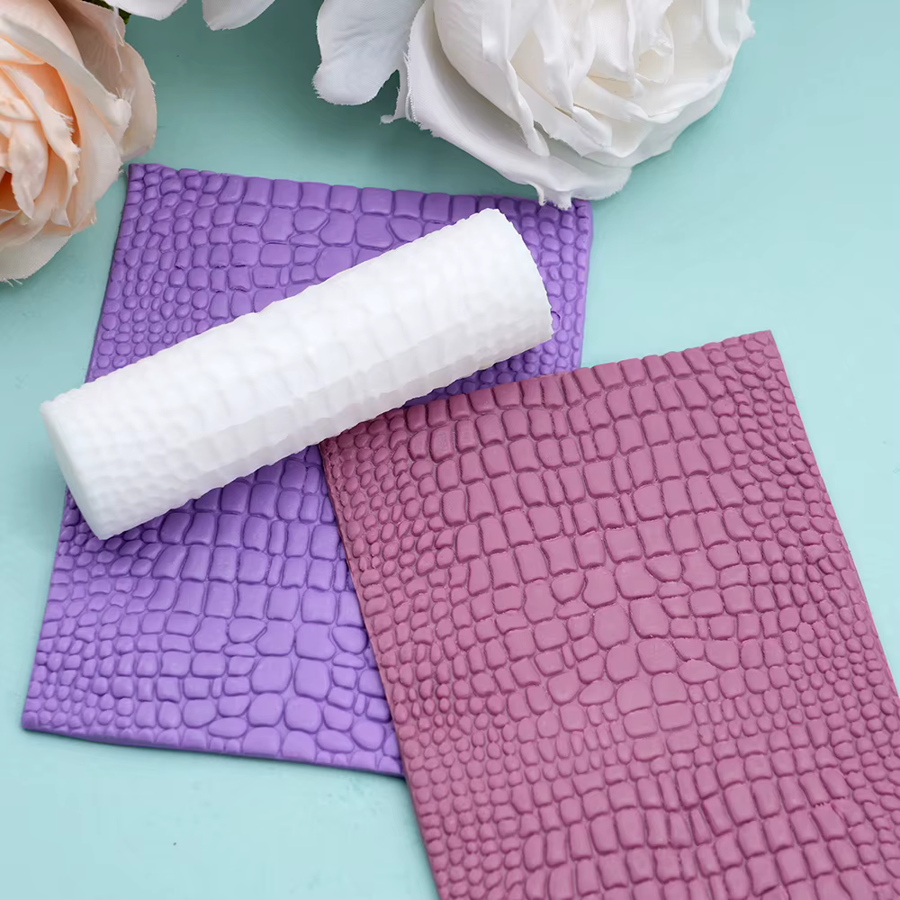Rouleau de Texture en argile polymère avec motifs floraux