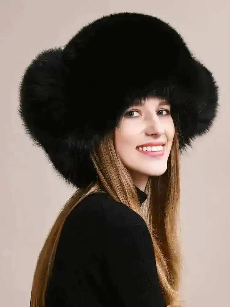 Chapeau d'hiver en vraie fourrure de renard pour femmes et hommes, casquette moelleuse et épaisse, douce, chaude, coupe-vent, protection des oreilles avec pompon en fourrure pour l'extérieur
