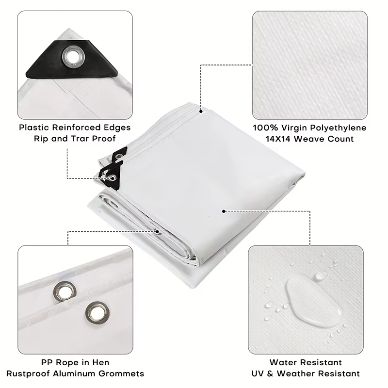 Bâche imperméable blanche rectangulaire anti-UV