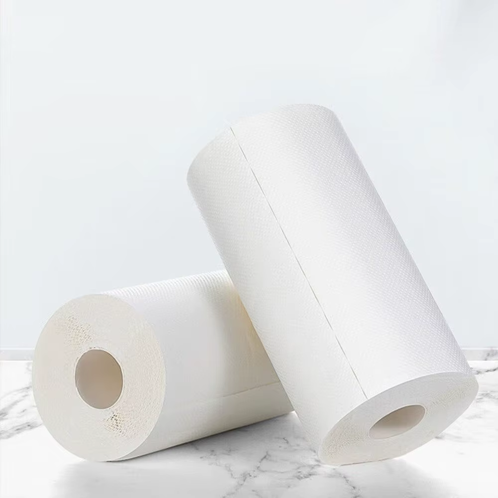 1 Rouleau/400 Feuilles de Chiffons Non-Tissés Jetables Épaissis Dégraissants pour Nettoyage Facile