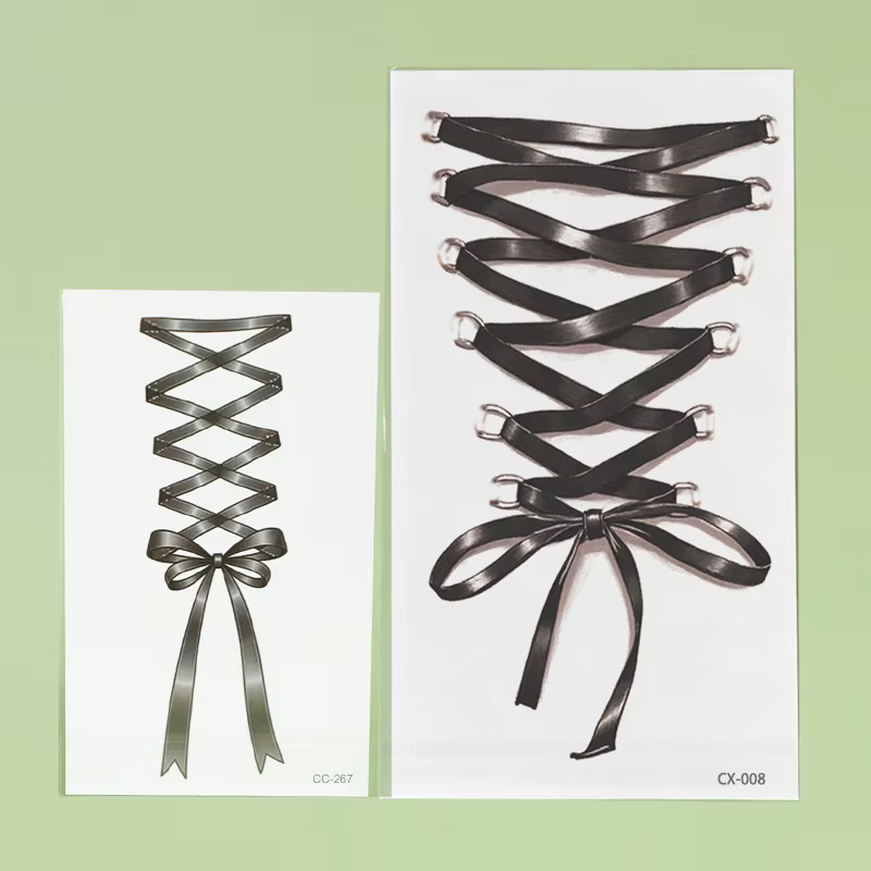 Autocollant de tatouage temporaire en forme de ruban, durable et imperméable, faux tatouages réalistes pour femmes ou couples, pour bras, cou, jambe