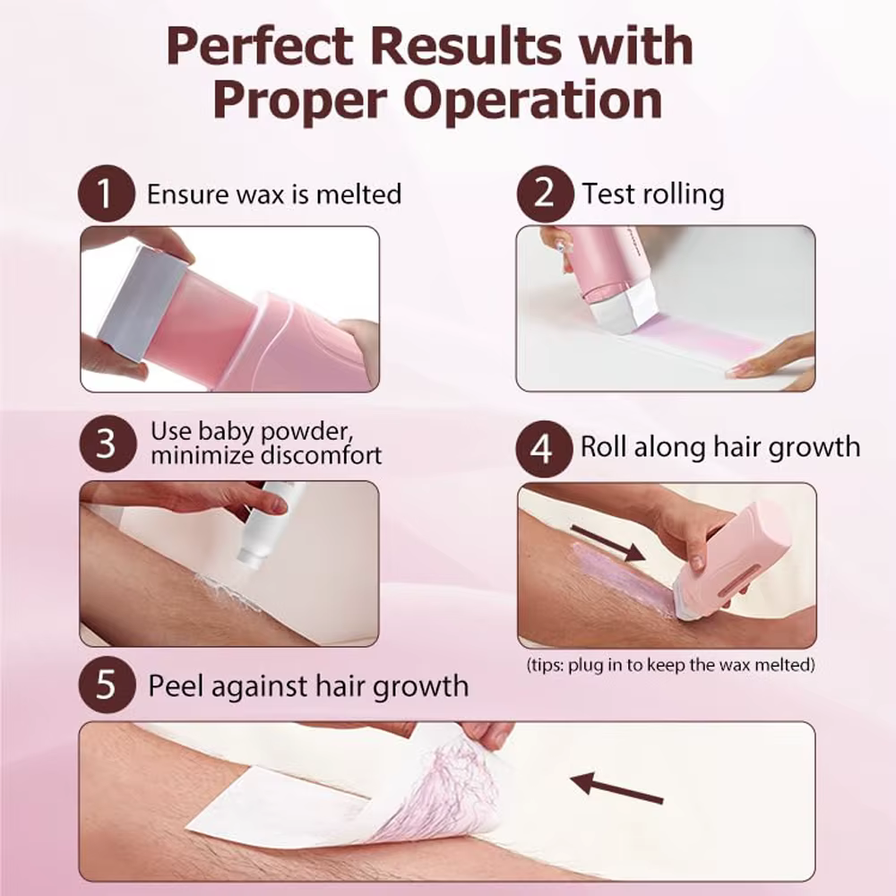 Unisexe rouleau sur cire dépilatoire crème épilation rouleau cire chauffage épilation cartouche chaude plus chaud équipement outil épilation Kit