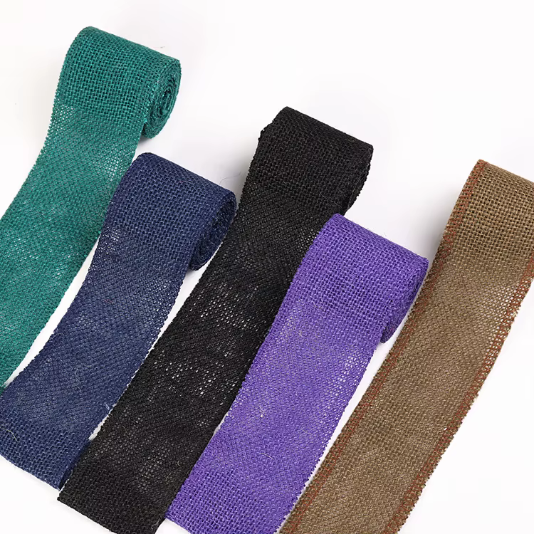 1 rouleau de ruban coloré en toile de Jute naturelle