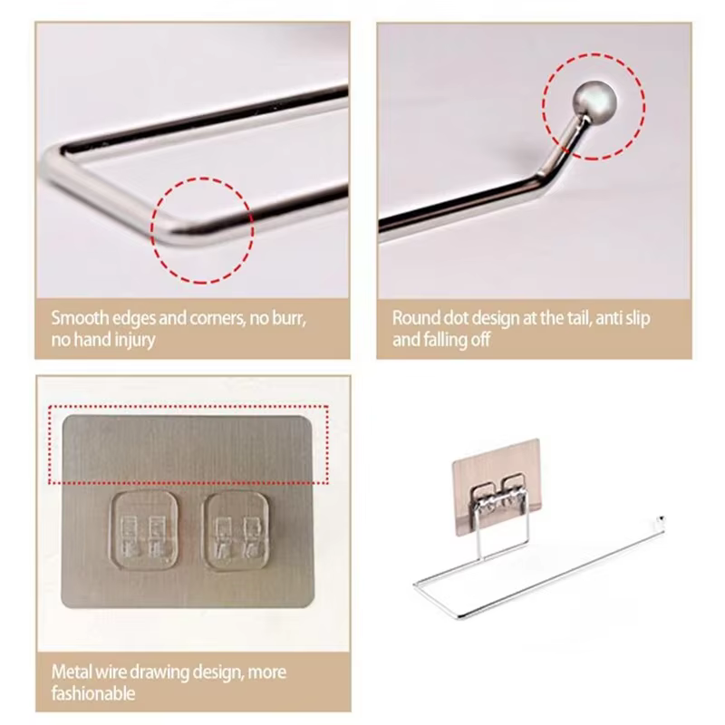 Sous l'armoire porte-rouleau de serviettes porte-papier auto-adhésif cintre support organisateur pour cuisine salle de bain étagère barre appareil ménager