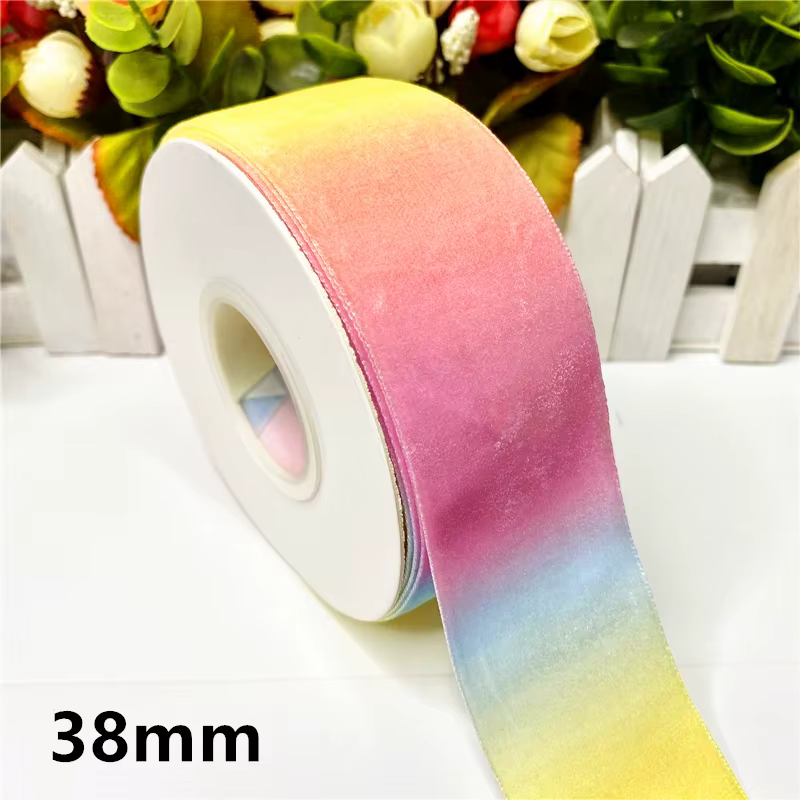 Ruban en velours arc-en-ciel 10mm 25mm 38mm