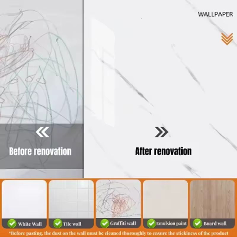 1 rouleau de papier peint auto-adhésif en marbre et mousse épaisse pour chambre à coucher