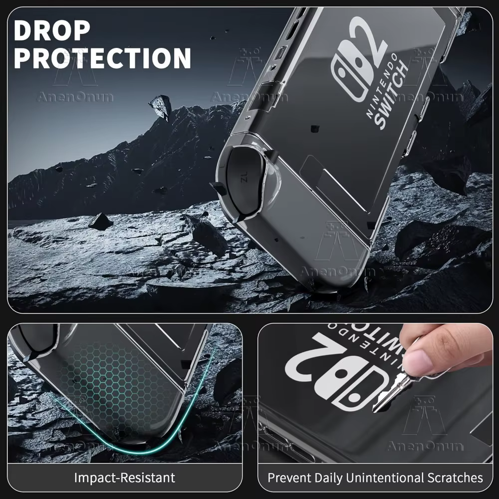 Switch 2 – étui de protection Transparent fendu, couverture complète, antichoc, anti-rayures, antidérapant, Premium, Durable, Ultra-clair, coque rigide pour PC