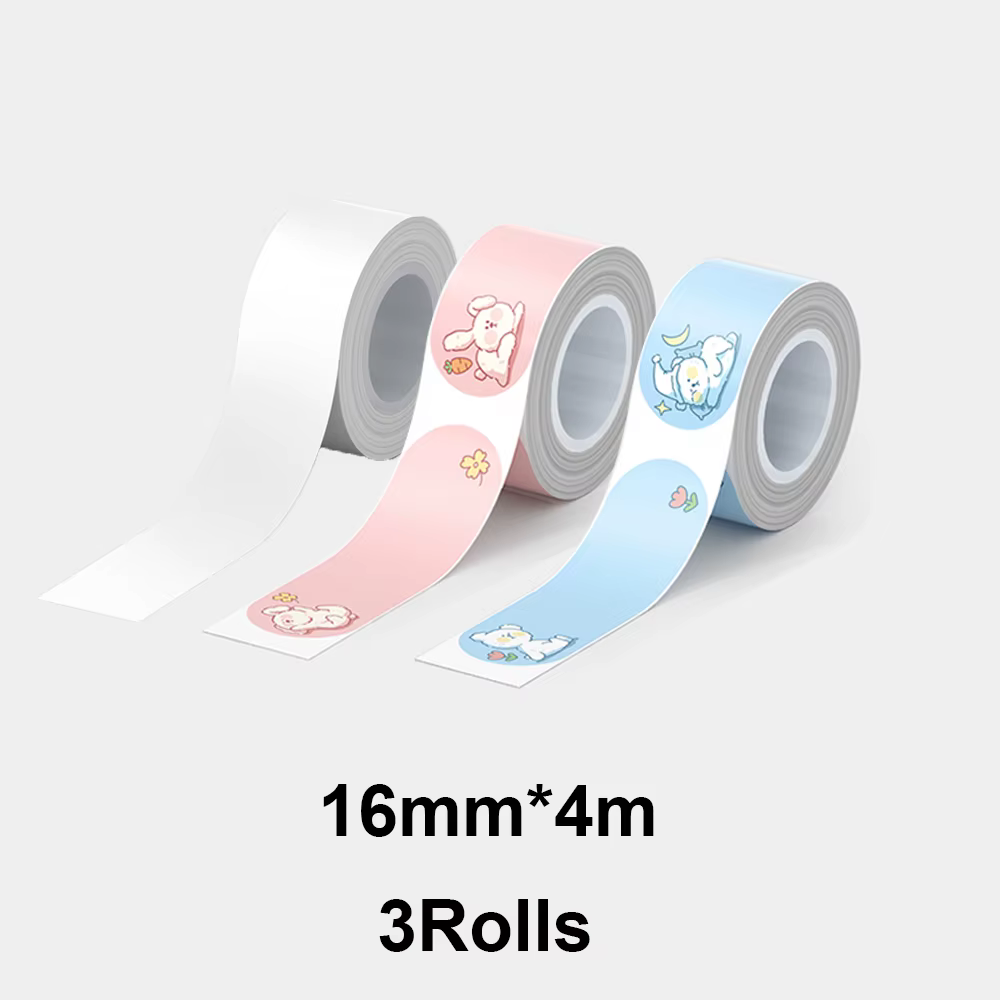 3 rouleaux 16mm * 4m 12mm * 35mm ruban d'étiquettes pour MakeID L1 L1-A étiqueteuse impression sans encre bricolage