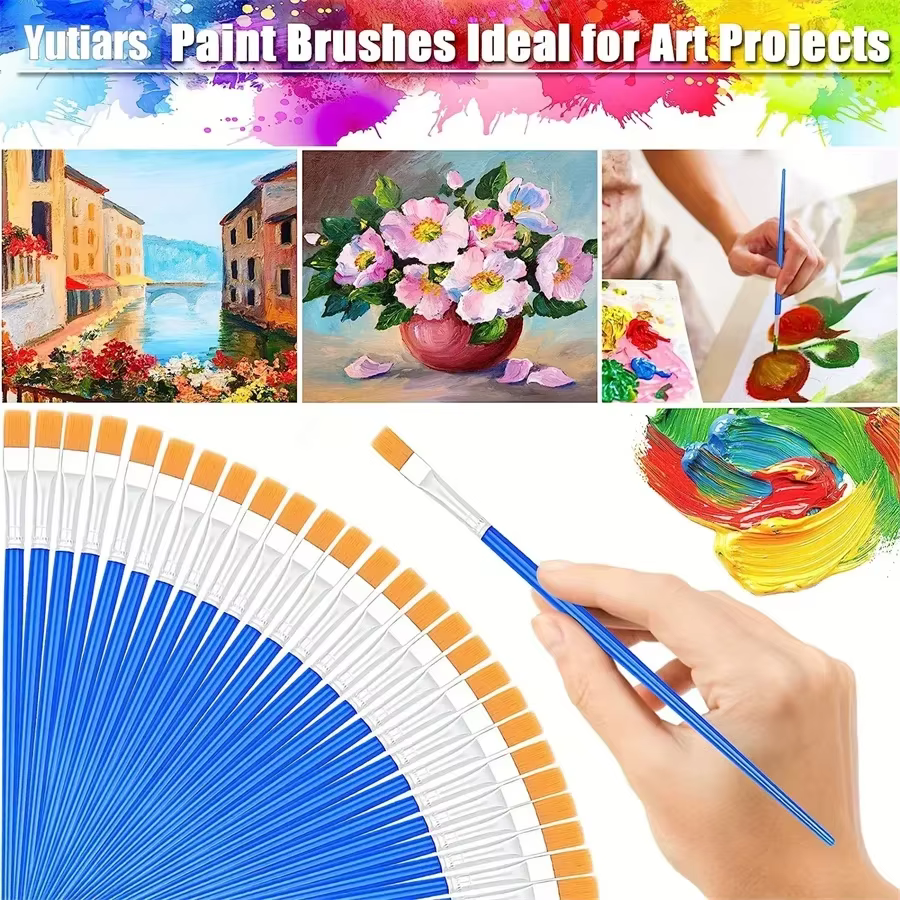 Ensemble de pinceaux de peinture ronds et plats