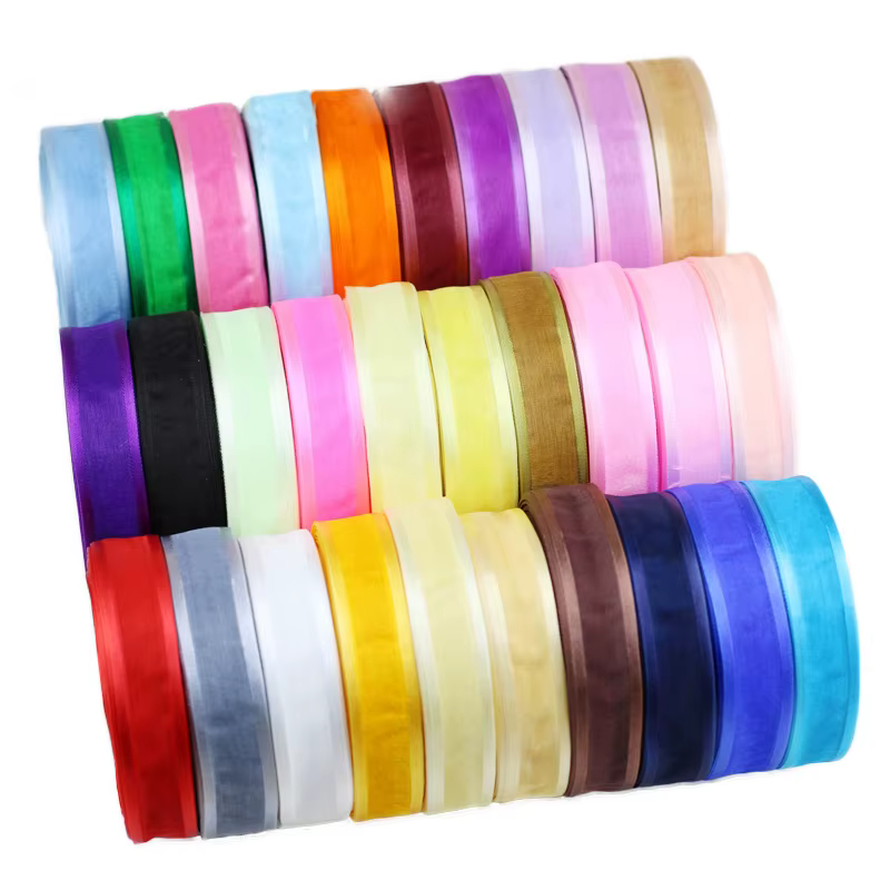 (50 yards/rouleau) ruban en Organza doux large côté vente en gros emballage cadeau rubans de décoration (20/25/40mm)