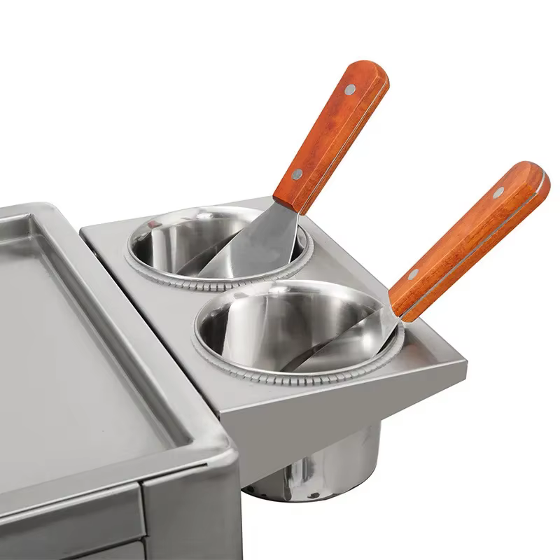 Rouleau de crème glacée frite électrique faisant la Machine poêle carrée en acier inoxydable thaïlande friture Machine à crème glacée au yaourt aux fruits