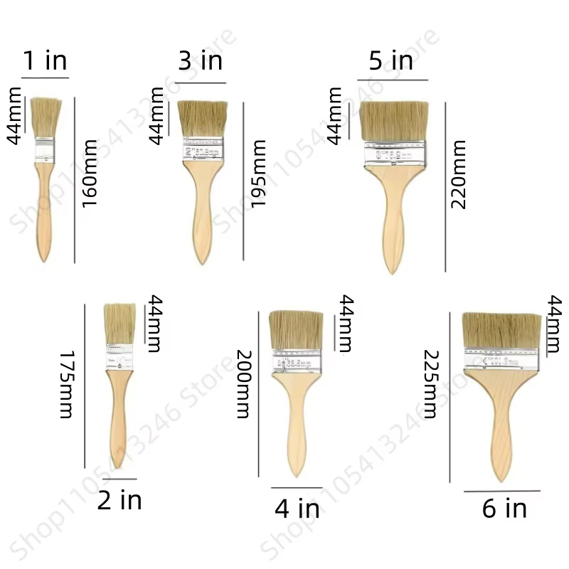 Lot de 5 brosses à manche en bois