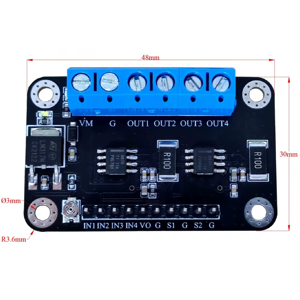Drv8870 Module d'entraînement de moteur double canal haute puissance pilote cc 6.5 V-45 V carte de régulation de vitesse PWM avec Protection contre les surintensités