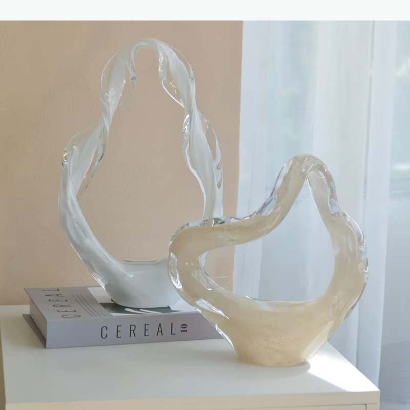 Ornements en verre avec rubans flottants, artisanat moderne, décoration de bureau, sculpture abstraite en ruban torsadé, décoration d'ambiance pour la pièce