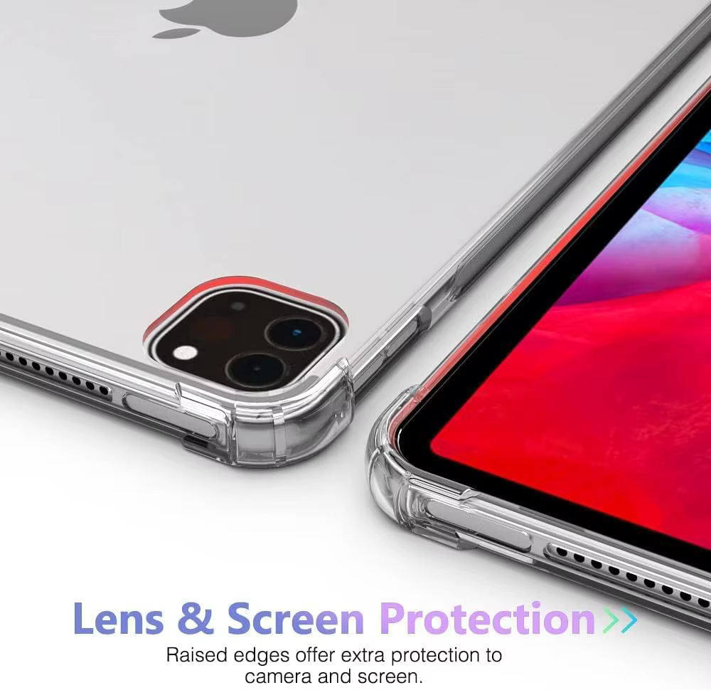 Étui transparent pour iPad Pro 11 pouces (2022/2021/2020/2018) transparent, antichoc, ultra fin, absorbant les chocs, coque arrière flexible en TPU