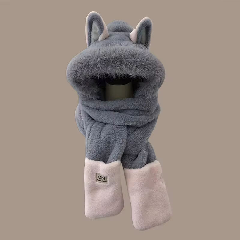 Écharpe de protection des oreilles chaude en forme de renard pour l'extérieur, chapeau en peluche une pièce en fourrure et à la mode, nouvelle collection hiver