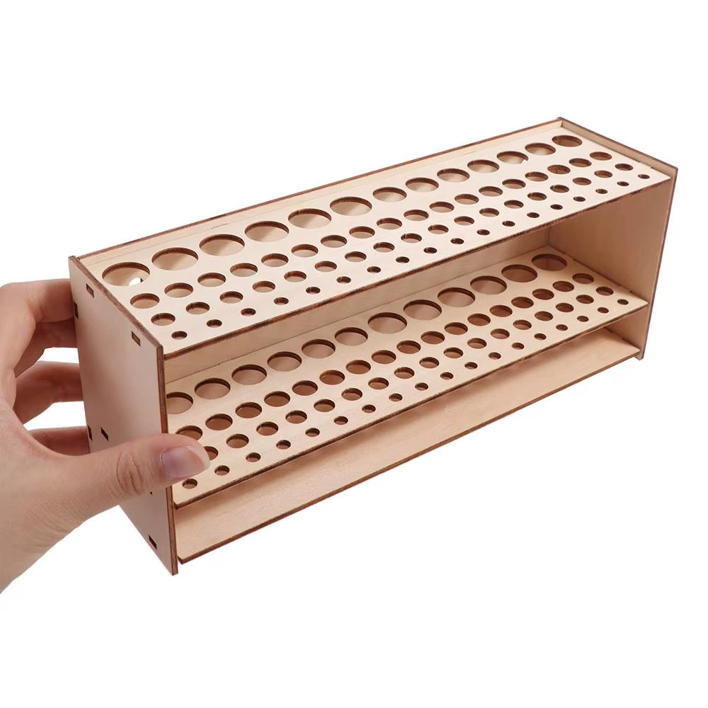 Porte-pinceau en bois, 67 trous