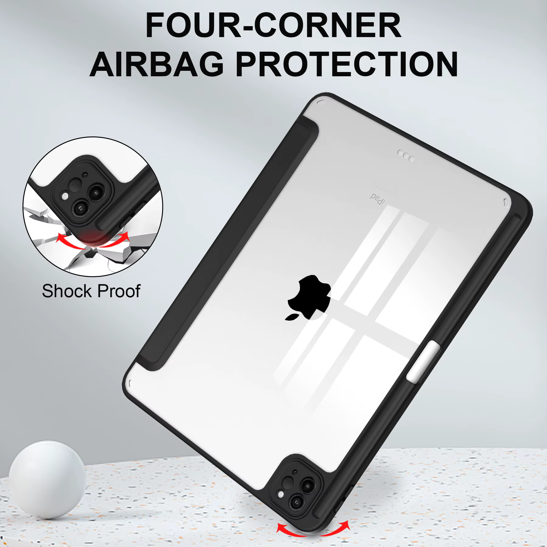 Convient pour iPad Pro 12,9 "(2022/2021/2020/2018) avec porte-stylo, ultra-mince, résistant aux chocs, étui de protection pour tablette
