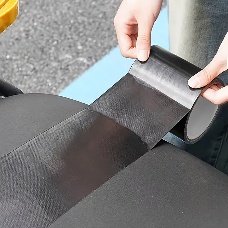 1 bande adhésive noire en tissu pour la réparation du cuir - Résistante à l'usure