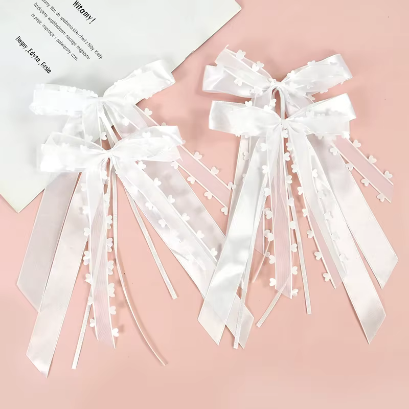 10-30 pièces Nœuds de mariage en ruban blanc