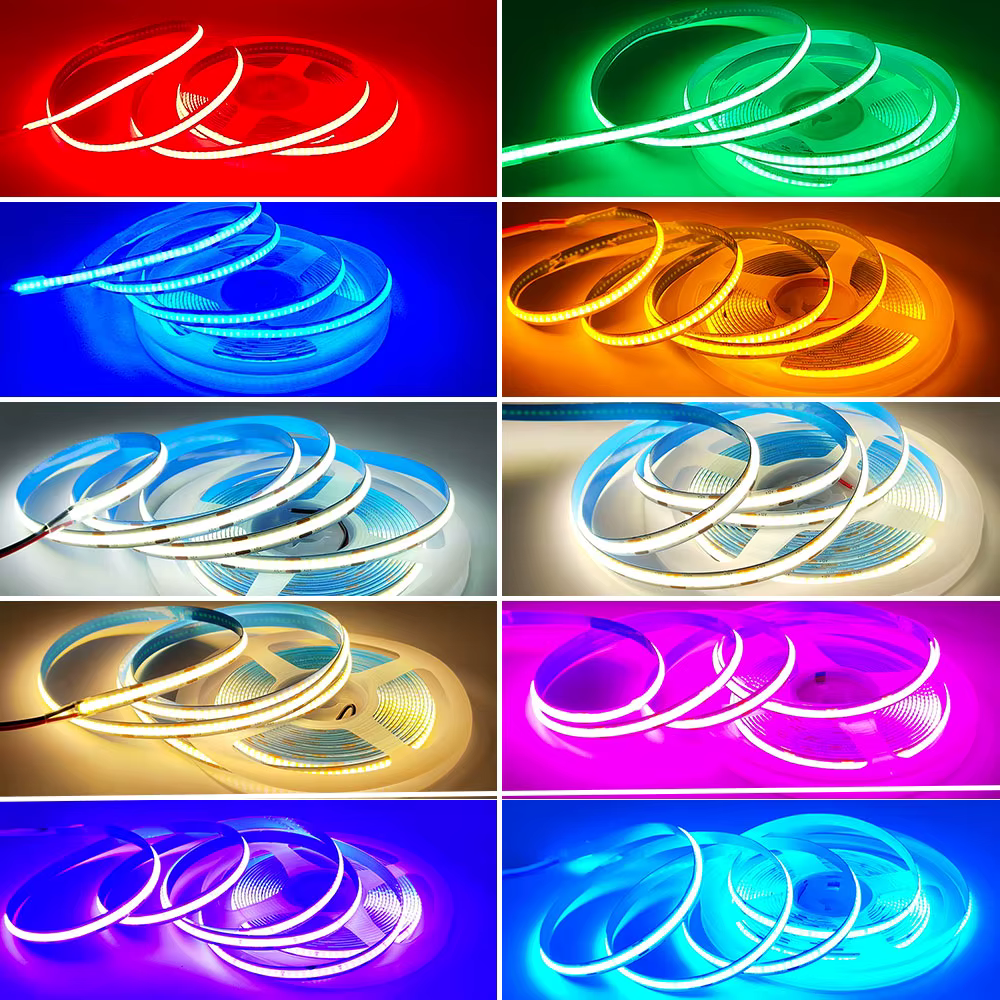 Bande lumineuse LED COB 12V 24V, rouge, bleu, vert, jaune, violet, rose, 320LED/puces/M, éclairage Flexible, haute densité, linéaire, FOB