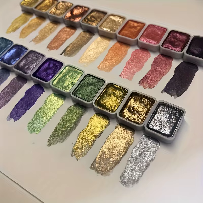 Palette de peinture métallique 32 couleurs pour artistes | Tons de perles doux pour une brillance audacieuse