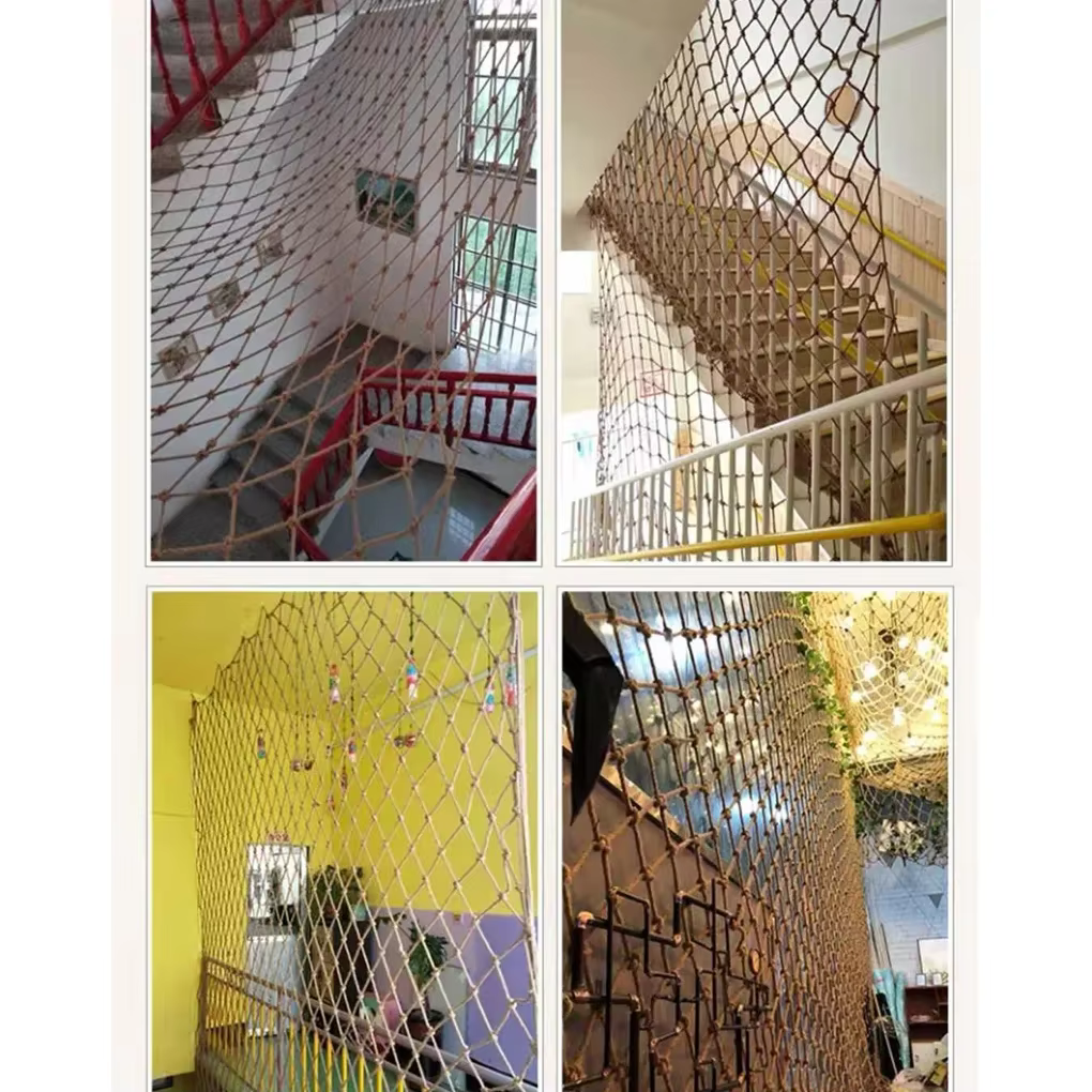 Filet d'escalade de sécurité pour enfants, corde de Jute faite à la main, maille de protection pour esgrima, décoration de la maison, filet de Support pour plantes de plafond