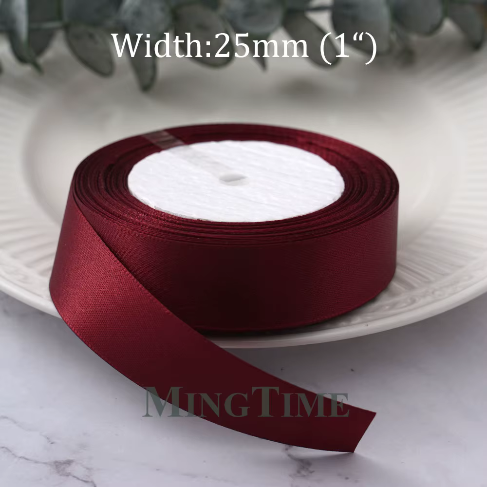 Ruban en Satin bordeaux 25yards 6mm 10mm 15mm 25mm 38mm 50mm
