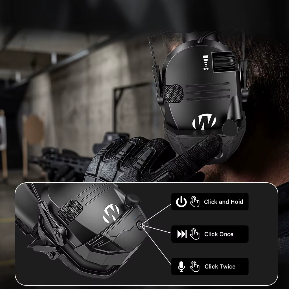 Protège-oreilles électroniques Bluetooth pour le tir, protection auditive, réduction du bruit, amplification du son, protection auditive avec étui