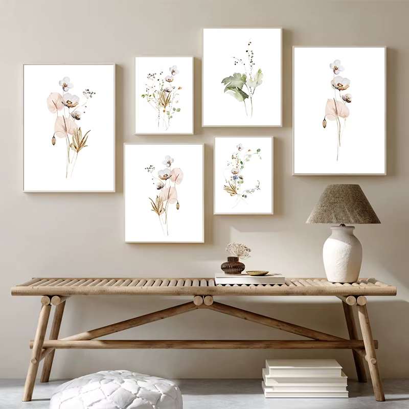 Bouquet Floral aquarelle Art peinture japonais Ikebana fleurs mur photos minimaliste affiche toile impression chambre décor à la maison
