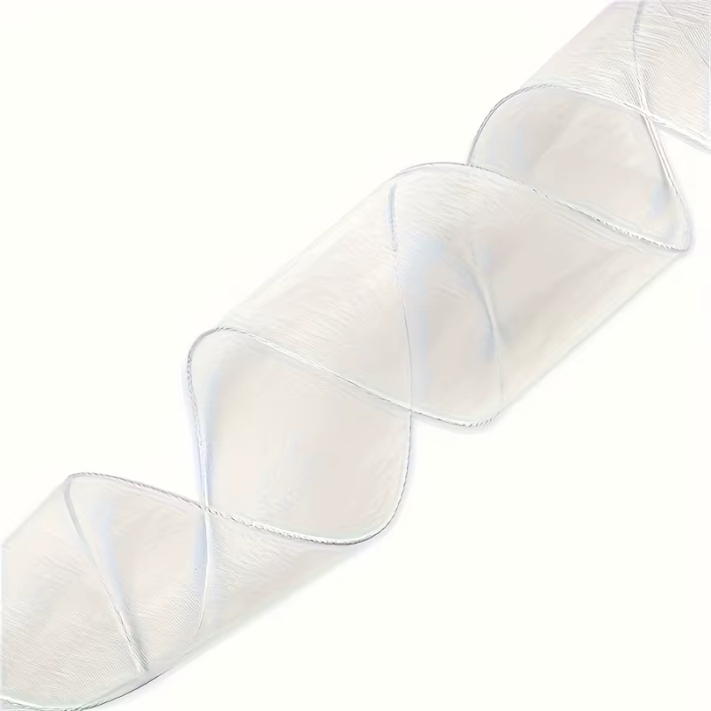 1 pièce/2 rubans en tissu de soie transparent blanc