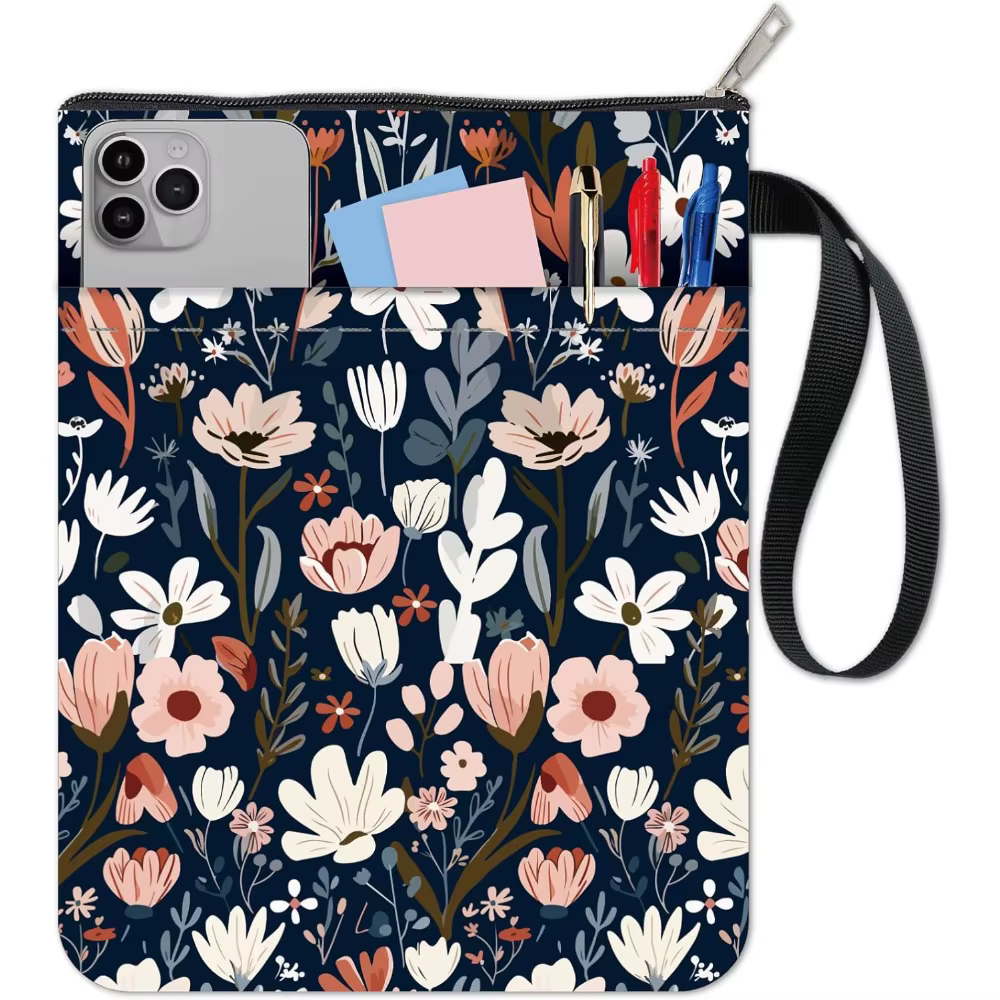 Couvertures de livres de fleurs, protection de livre de plantes, pochette de livre Vintage pour livres de papier, couverture de livre en tissu lavable avec fermeture éclair
