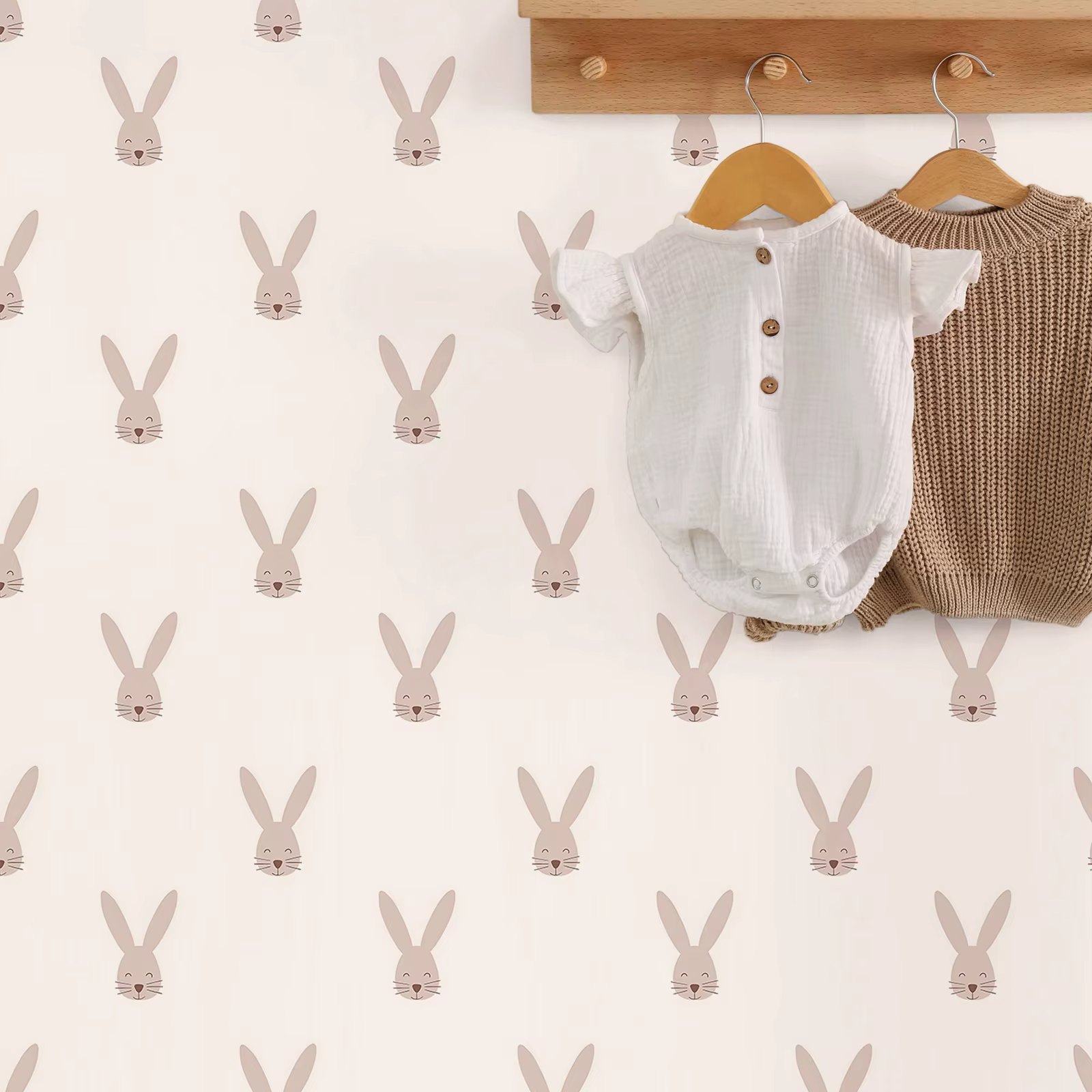 Happy Bunny-Papier Peint Beige Auto-Adhésif