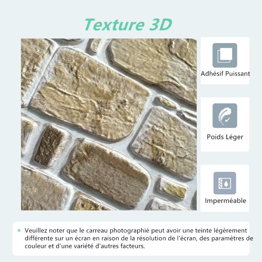 Panneaux muraux auto-adhésifs en fausse pierre 3D