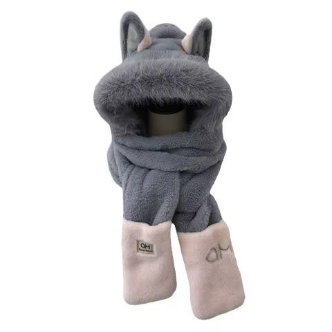 Chapeau de Ski en peluche renard, écharpe, gants, trois pièces pour femmes, chapeau d'hiver chaud, fourrure, équitation froide, Protection des oreilles en plein air