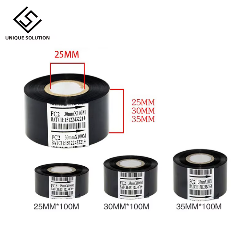 Ruban thermique de Machine d'impression de ruban 30*100m, accessoire d'imprimante de Code de Date noir 25mm 30mm 35mm de largeur pour DY-8 HP-241B