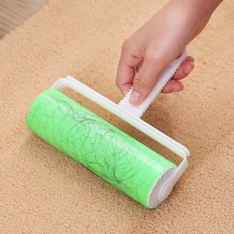 Rouleau Adhésif Lavable pour Vêtements et Poils d'Animaux, Réutilisable, Portable, Nettoyage Domestique, Éliminateur de Poils, Rouleau Adhésif pour Tapis, Lit, Canapé, Collecteur de Poussière